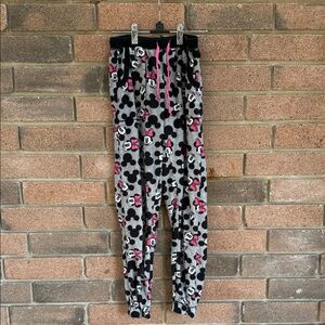 Disney Love Black and Pink Minnie Mouse Pajama Joggers Girl's size Medium